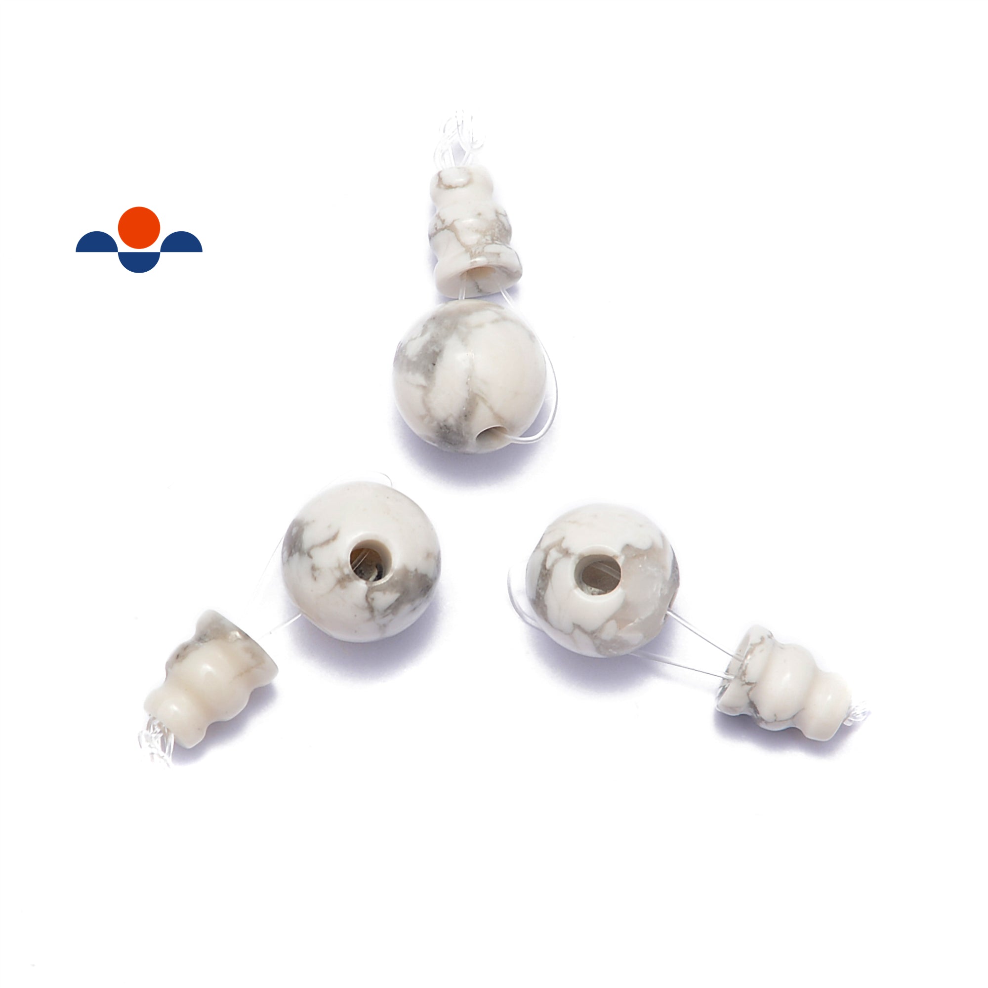 Howlite Guru Beads with Three Holes - 10mm T Beads for Jewelry Making (1 Set) - Perfect for Bracelets, Necklaces & DIY Craft Projects