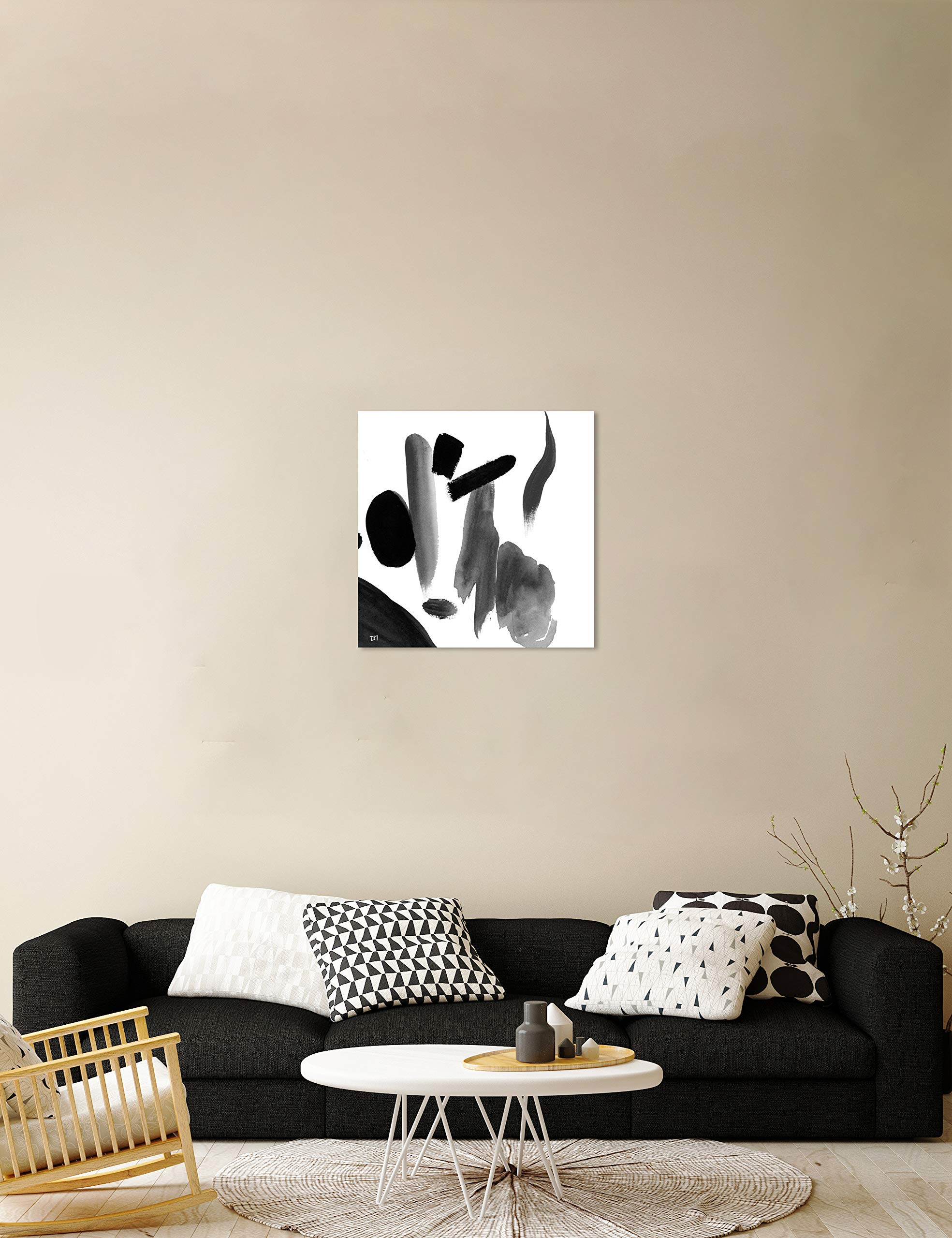 Abstract Wall Art Canvas Prints 'Soft Brushes' by Oliver Gal Artist Co. - 24x24 Inches Modern Home Decor in White & Black - Perfect for Living Room, Bedroom & Office Wall Decor