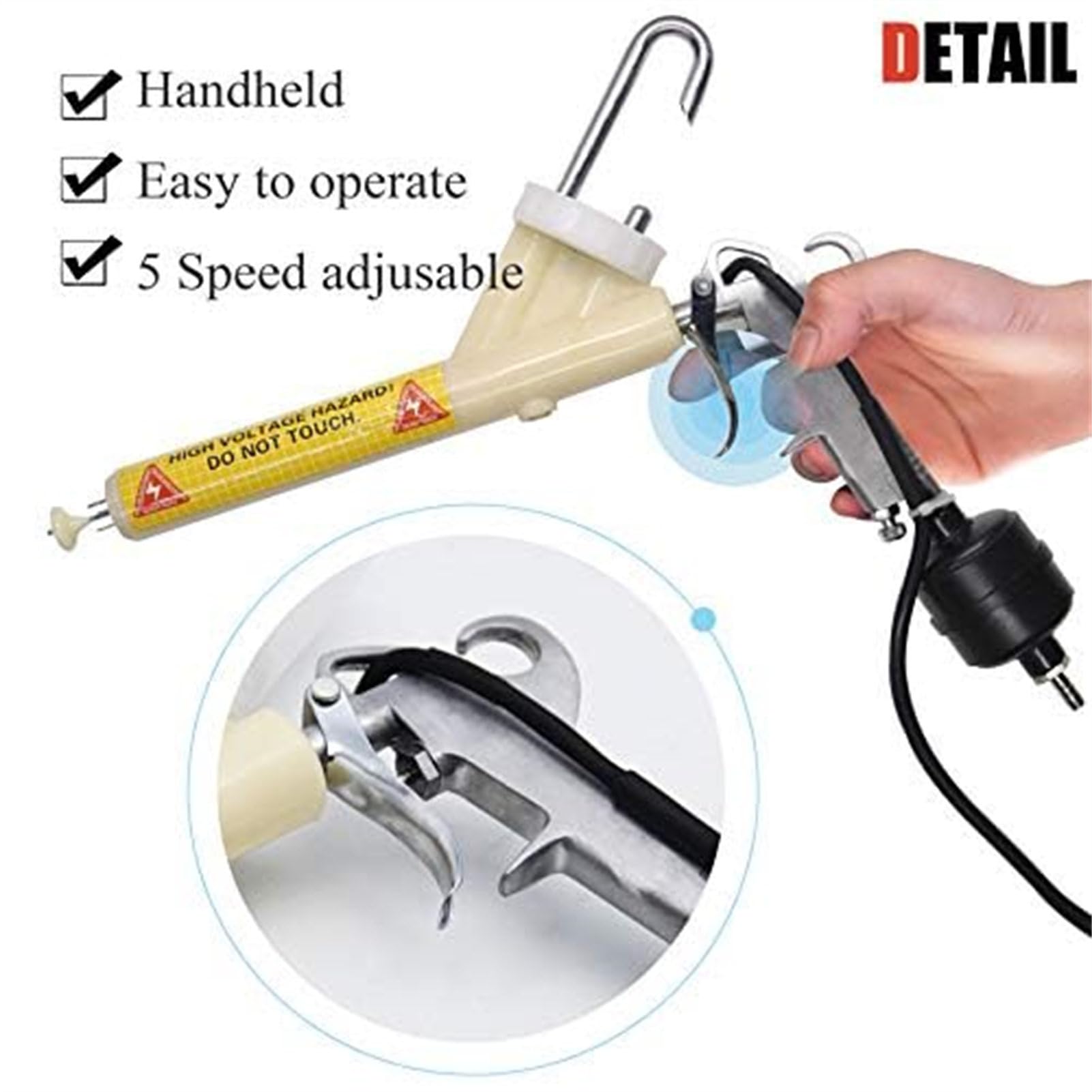 Electrostatic Powder Coating Gun System - Portable Air Spray Paint Gun for Metal, Wood & Automotive Parts - Perfect for DIY Projects, Industrial Use & Home Repairs