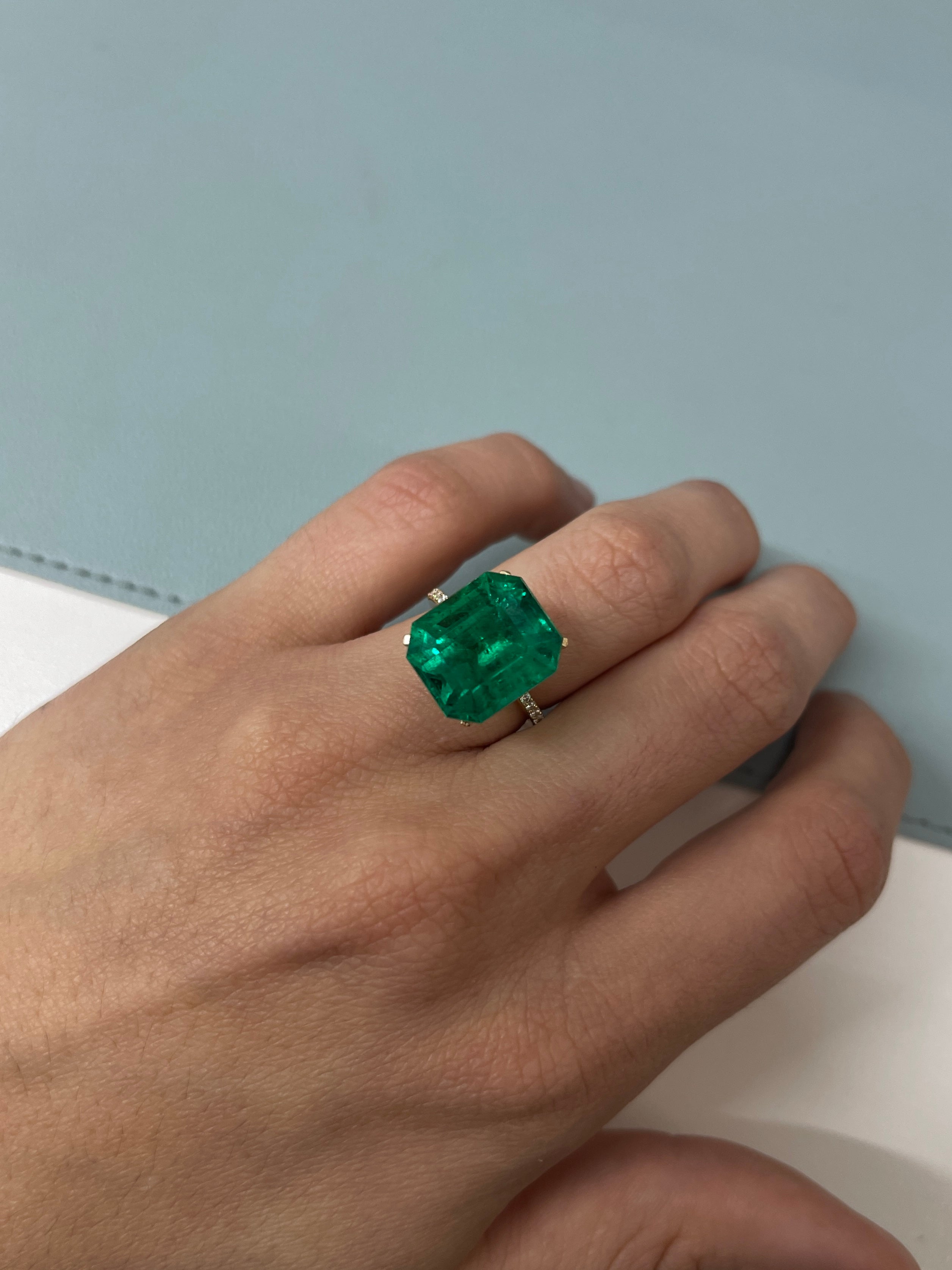12.81 Carat GRS Certified Minor Oil Vivid Green Colombian Emerald Loose Gemstone for Jewelry Making, Engagement Rings & Luxury Collectibles
