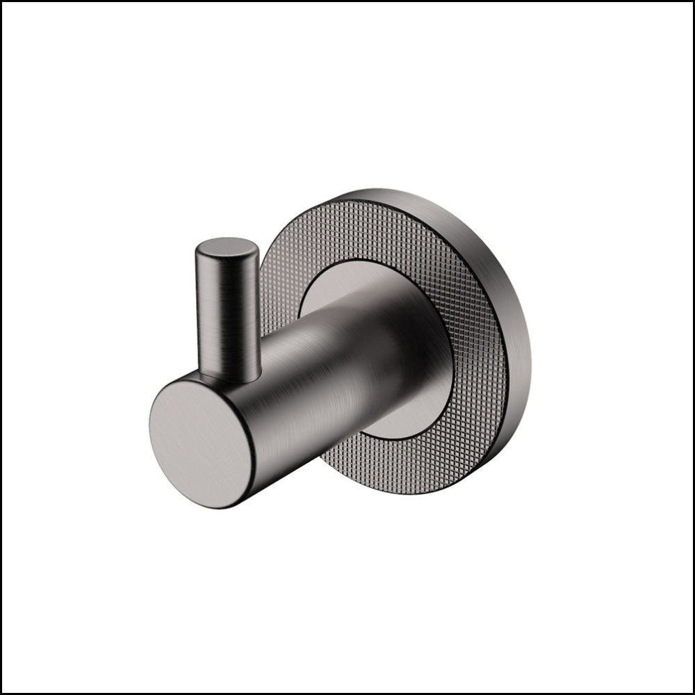 Fienza Axle Robe Hook in Gun Metal 83104GM - Heavy Duty Wall Mounted Coat Hanger for Bathroom, Bedroom and Entryway Organization