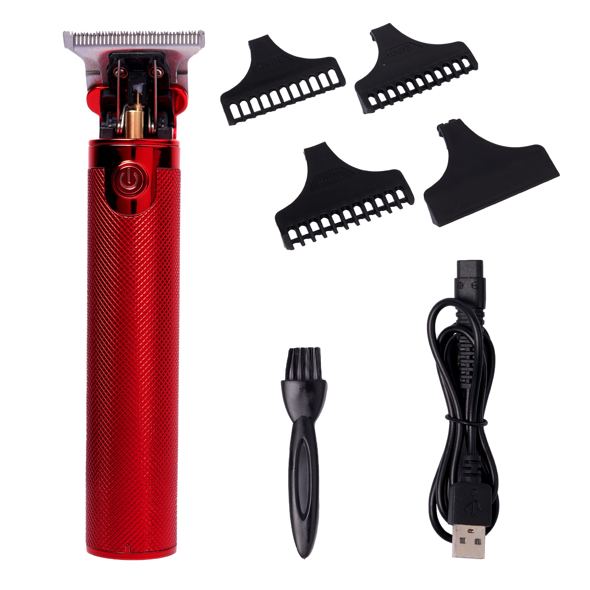Red by Kiss Men's Hair Trimmer - Cordless Precision Beard Trimmer & Grooming Kit with Sharp Blades | Perfect for Home Beard Shaping, Travel Grooming & Personal Care (Red)