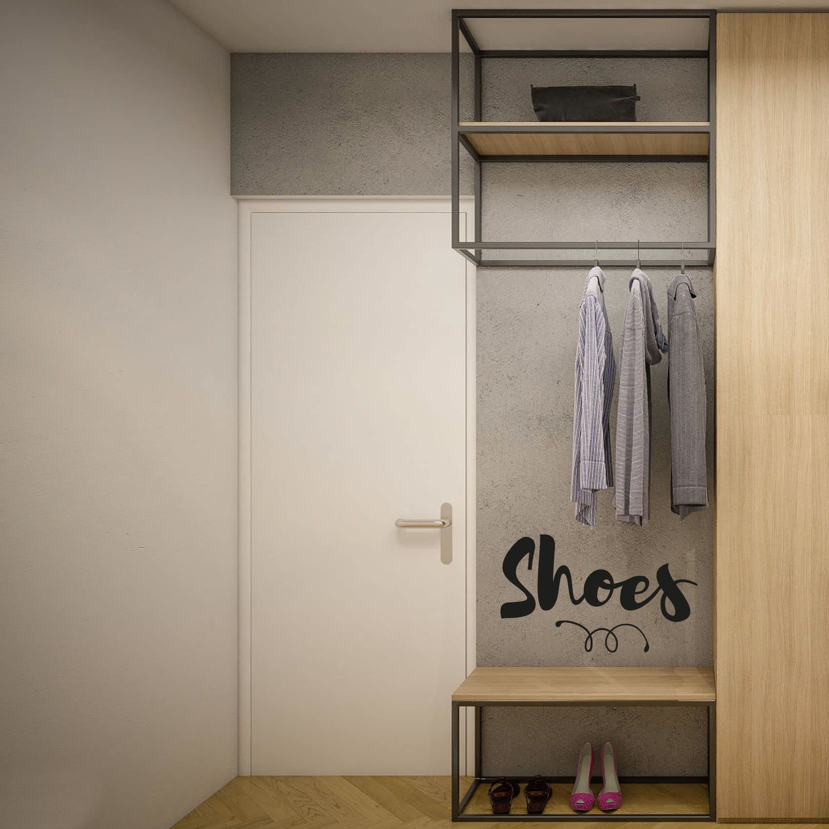 Fashionable Vinyl Wall Art Decal Sticker for Shoe Closet Organization - 16x40 Inch Shoe Storage Label Sign for Dressing Room, Wardrobe & Home Closet Decor - Perfect for Bedroom, Walk-in Closet and Entryway Organization