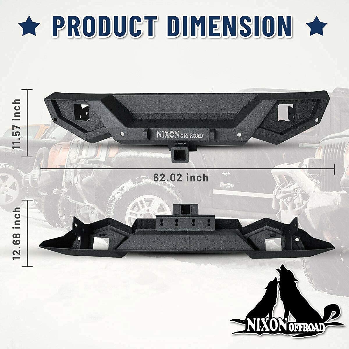 NIXON OFFROAD Front Bumper Replacement for 2007-2017 Jeep Wrangler JK JKU with Fog Light Mounts - Heavy Duty Steel Off-Road Bumper for Enhanced Protection & Style (Perfect for Trail Riding & Off-Road Adventures)