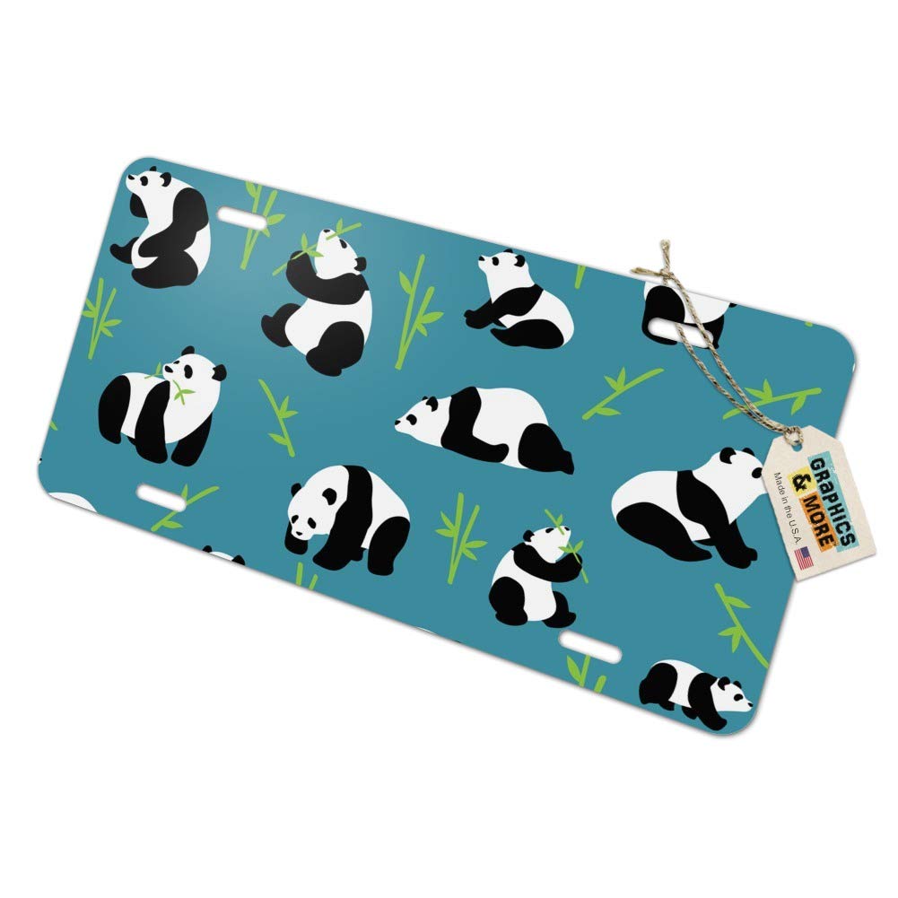 Panda and Bamboo Pattern Metal Vanity Tag License Plate - Unique Graphic Design for Cars, Motorcycles & Room Decor - Perfect Gift for Animal Lovers