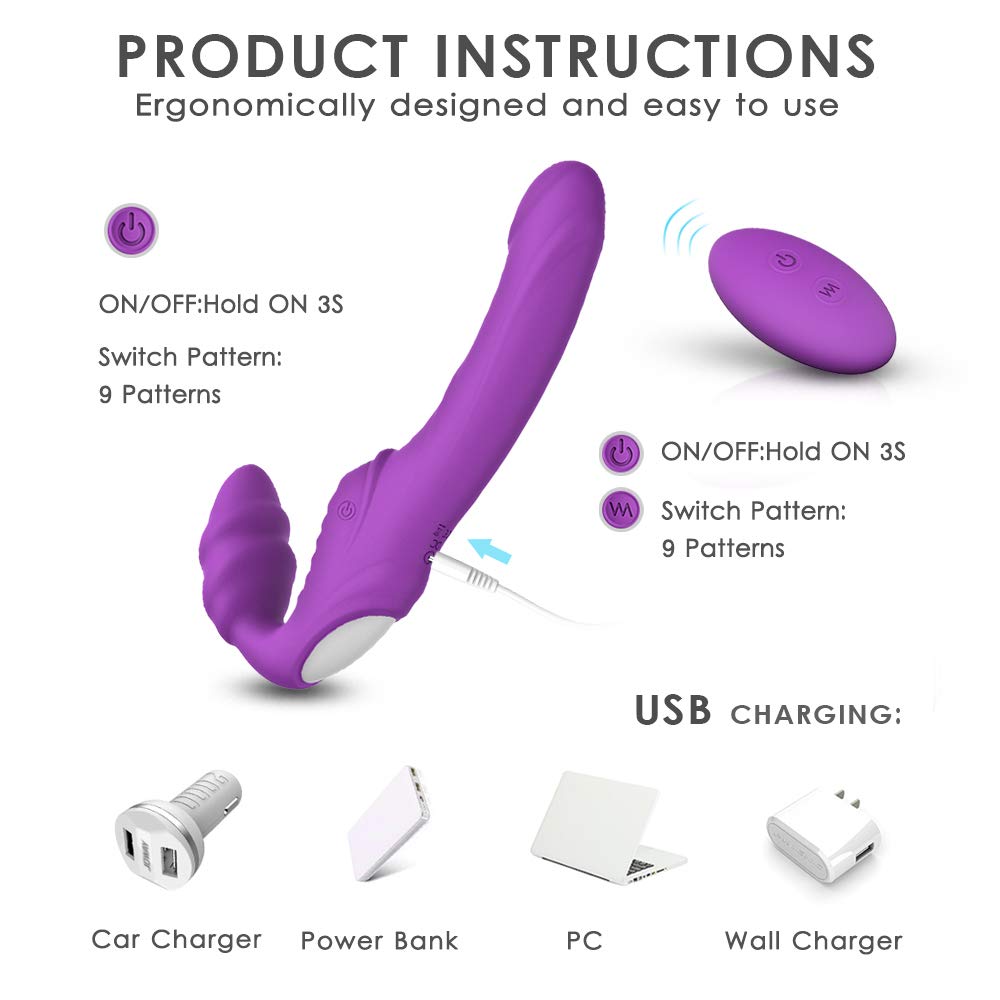 Rechargeable Remote Control Strapless Strap-On Dildo Vibrator - Silicone Adult Sex Toy for Women & Couples, G-Spot & Clitoral Stimulation, Hands-Free Lesbian & Solo Play - Perfect for Bedroom Fun & Spicing Up Relationships