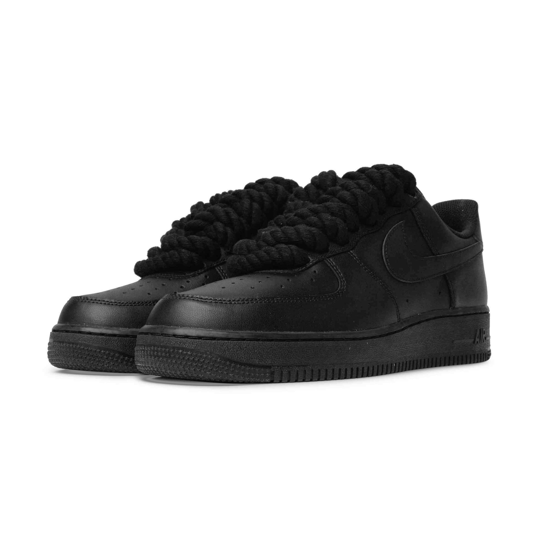 Nike Air Force 1 Low Rope Lace Black Sneakers for Girls (GS) - Stylish & Comfortable Basketball Shoes for School, Sports & Casual Wear