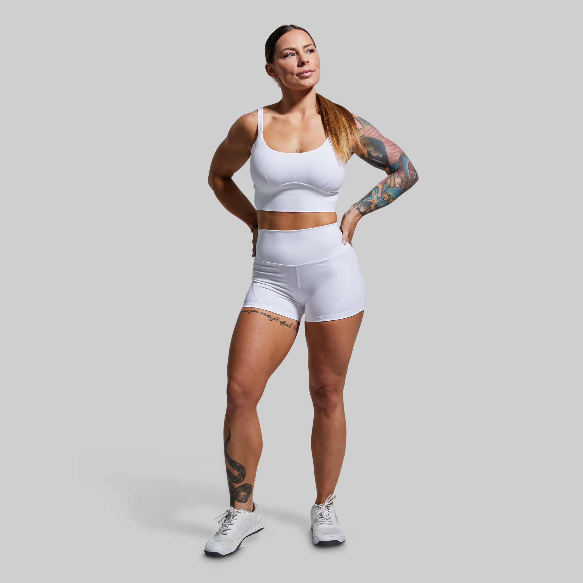 High Waisted Booty Shorts for Women - Sexy White Workout Shorts for Gym, Yoga & Summer Fashion