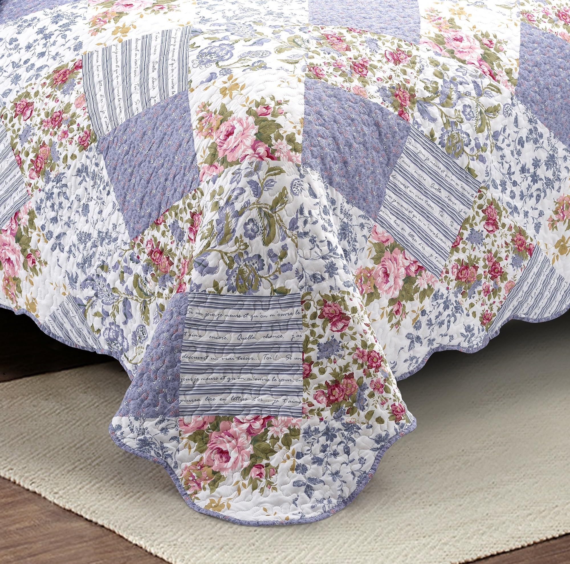 Reversible 2-Piece Quilt Set with Sham - Rose Violet Patchwork Bedspread | Lightweight All-Season Twin Size Coverlet | Perfect for Guest Rooms, Dorm Decor & Cozy Bedroom Makeover