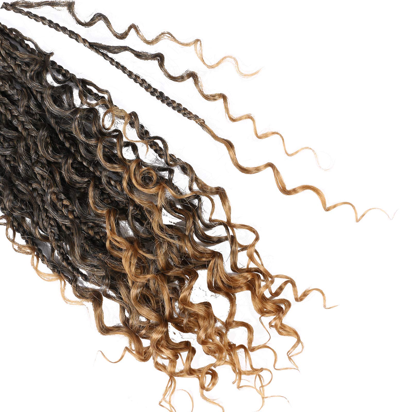 LMZIM 8 Packs Crochet Box Braids - Bohemian Synthetic Hair with Curly Ends (3X, T27) for Black Women | Perfect for Protective Styles, Goddess Braids & Everyday Wear