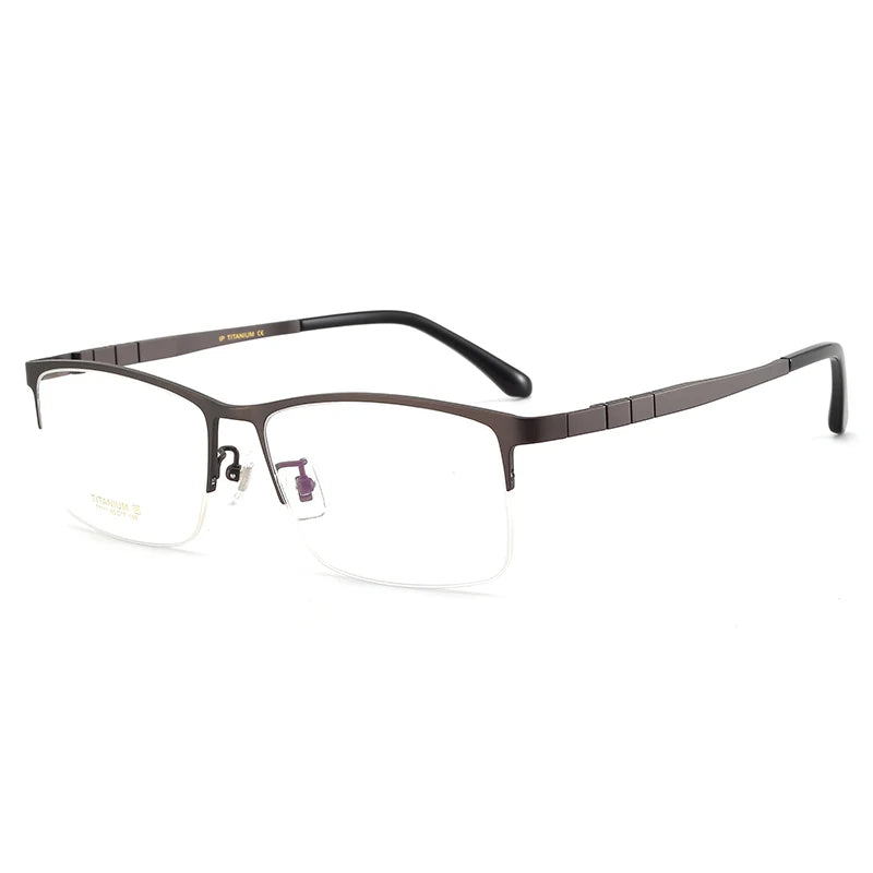 Bclear Men's Semi-Rimless Square Titanium Eyeglasses Frame 71111 - Lightweight & Durable Glasses for Work, Reading, and Everyday Use
