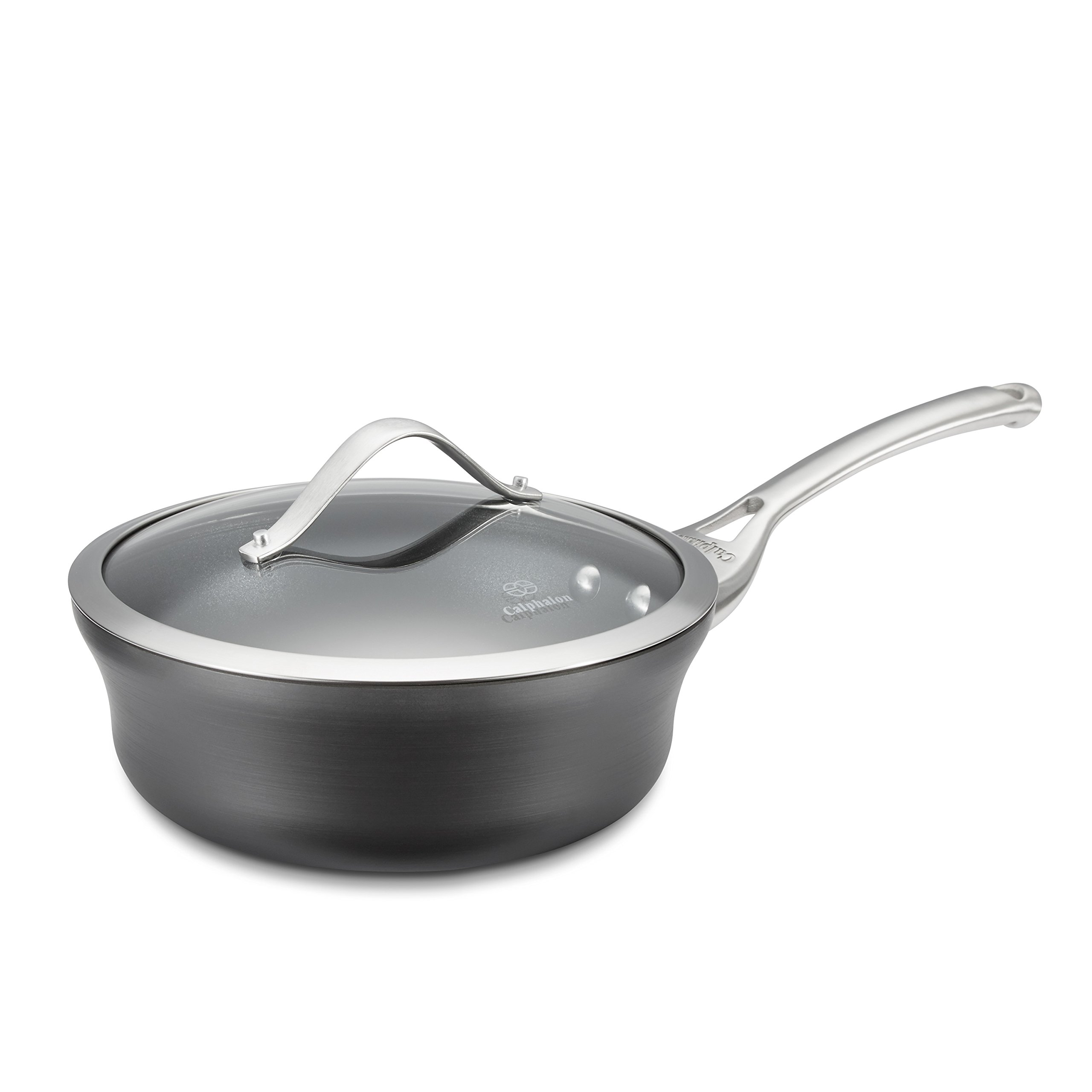 Calphalon Contemporary Hard-Anodized Aluminum Nonstick 2.5-Quart Sauce Pan - Black Cookware for Sauteing, Simmering & Serving - Perfect for Pasta, Gravy & Small Meals