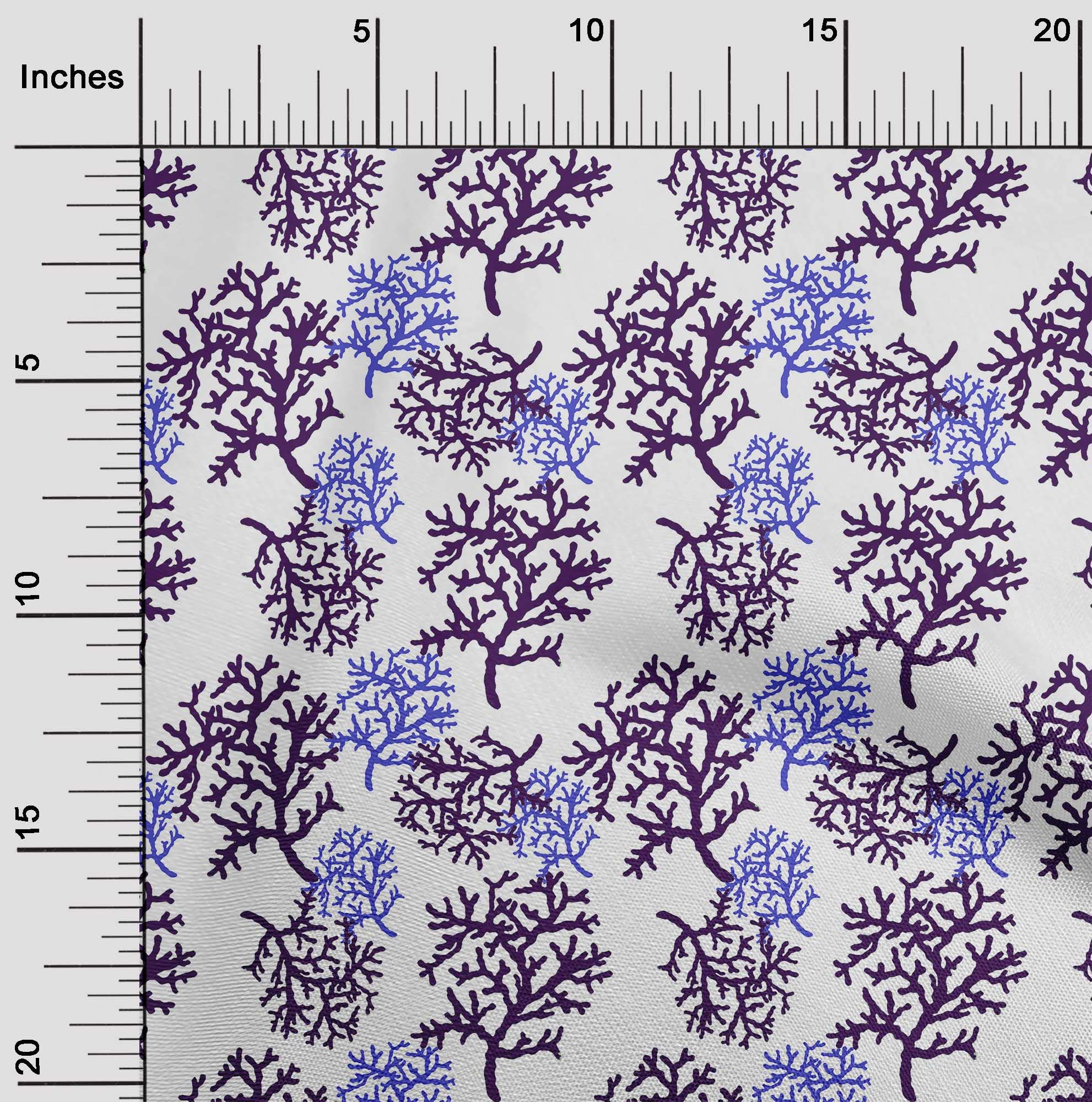 oneOone Polyester Spandex Blue Ocean Sea Plants Print Fabric - 56 Inch Wide Dress Material by The Yard | Perfect for Summer Dresses, Swimwear & Home Decor