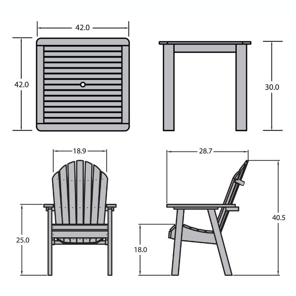 Muskoka 5-Piece Square Bistro Dining Set - Outdoor Patio Furniture for Garden, Deck, and Backyard Dining