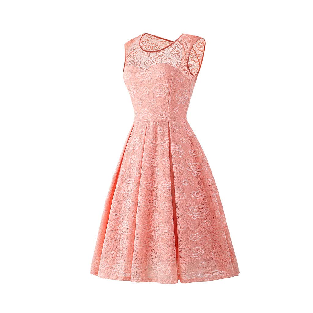 OTTATAT Women's Summer Floral Lace Dress - Sleeveless Vintage Cocktail Dress for Country Rock Party, Date Night & Outdoor Events