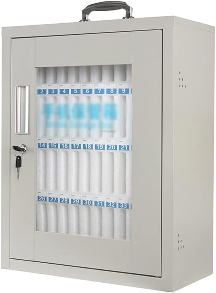 Lockable Wall-Mounted Phone Storage Cabinet with Handle - Secure Cell Phone Deposit Box for Schools, Offices & Retail Stores (48 Capacity) - Perfect for Classroom Management, Employee Phone Policy & Customer Device Storage