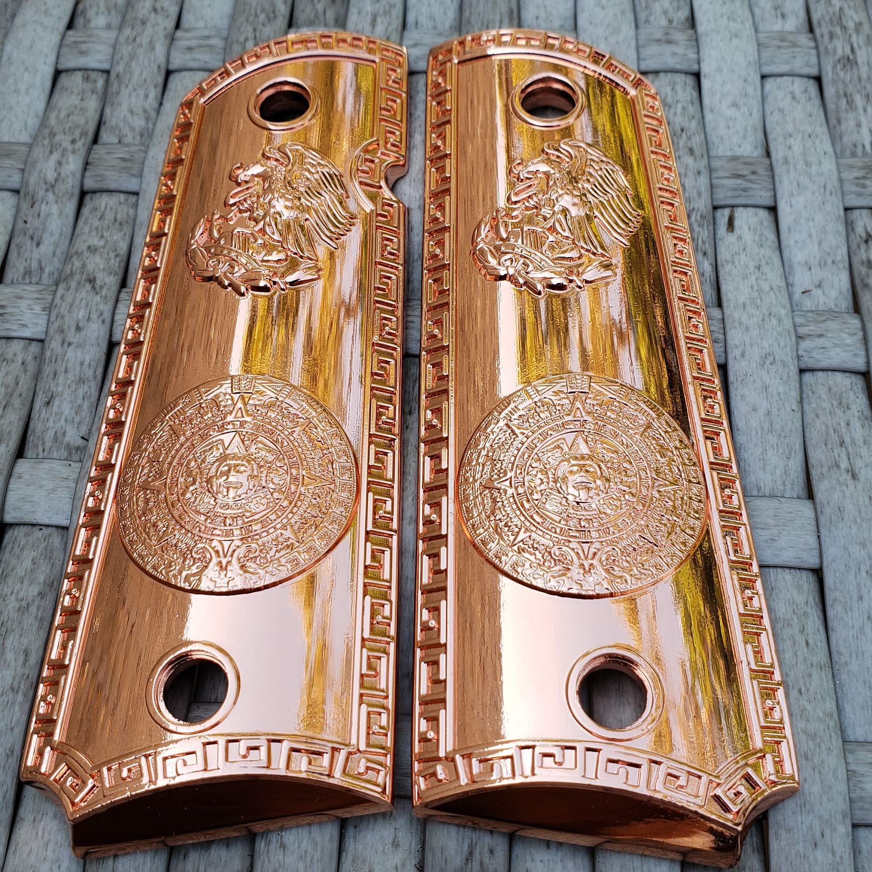 Premium Replacement Aztec Eagle 1911 Grips - Full Size Compatible with Kimber, Colt, Rock Island, Springfield & Taurus 1911 Pistols - Rose Gold Engraved Grips for Enhanced Grip & Style - Perfect for Shooting Range, Competition & Concealed Carry