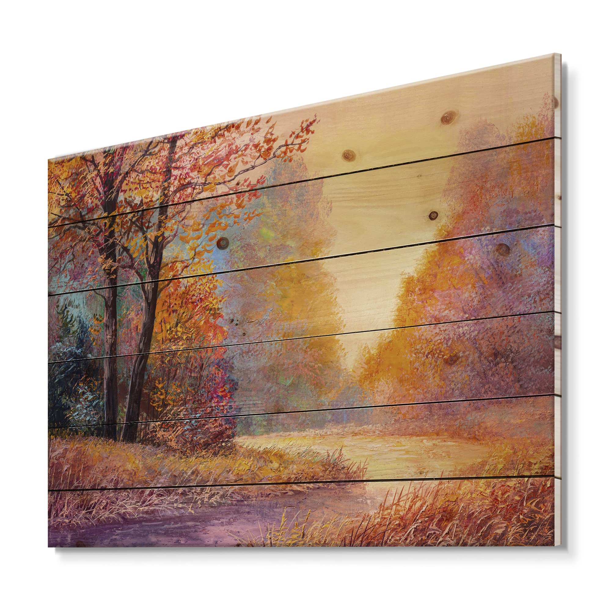 Autumn Forest Landscape Wood Wall Art - Pine Wood Decor for Home & Office