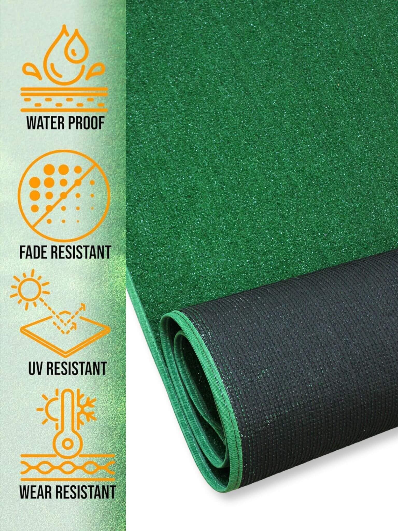 KOECKRITZ Washable Artificial Grass Turf Carpet - 7' Round Green Fake Grass Rug for Outdoor Patio, Gazebo, Pool Area, Golf Backdrop, Balcony & Garage Workspace - Perfect for Home Decor, Pet Play Area & Event Photo Background