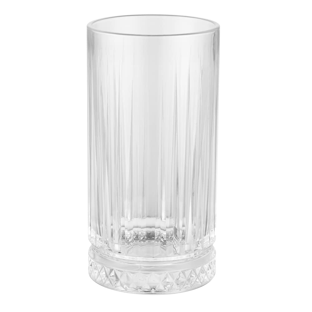 Restaurantware Elysia 15 oz Clear Drinking Glasses Set of 12 - Heavy Weighted Base Lead-Free Glass Tumblers for Water, Soda, Juice & Lemonade | Dishwasher Safe Barware for Restaurants, Parties & Home Use