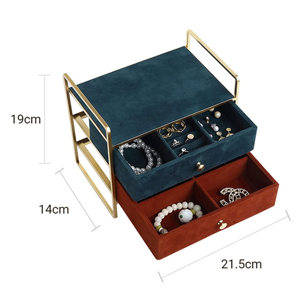 2-Layer Jewelry Box Organizer with Drawers - Metal Jewelry Storage Case for Rings, Earrings, Necklaces, Bracelets & Watches | Perfect for Home Decor & Gift Giving