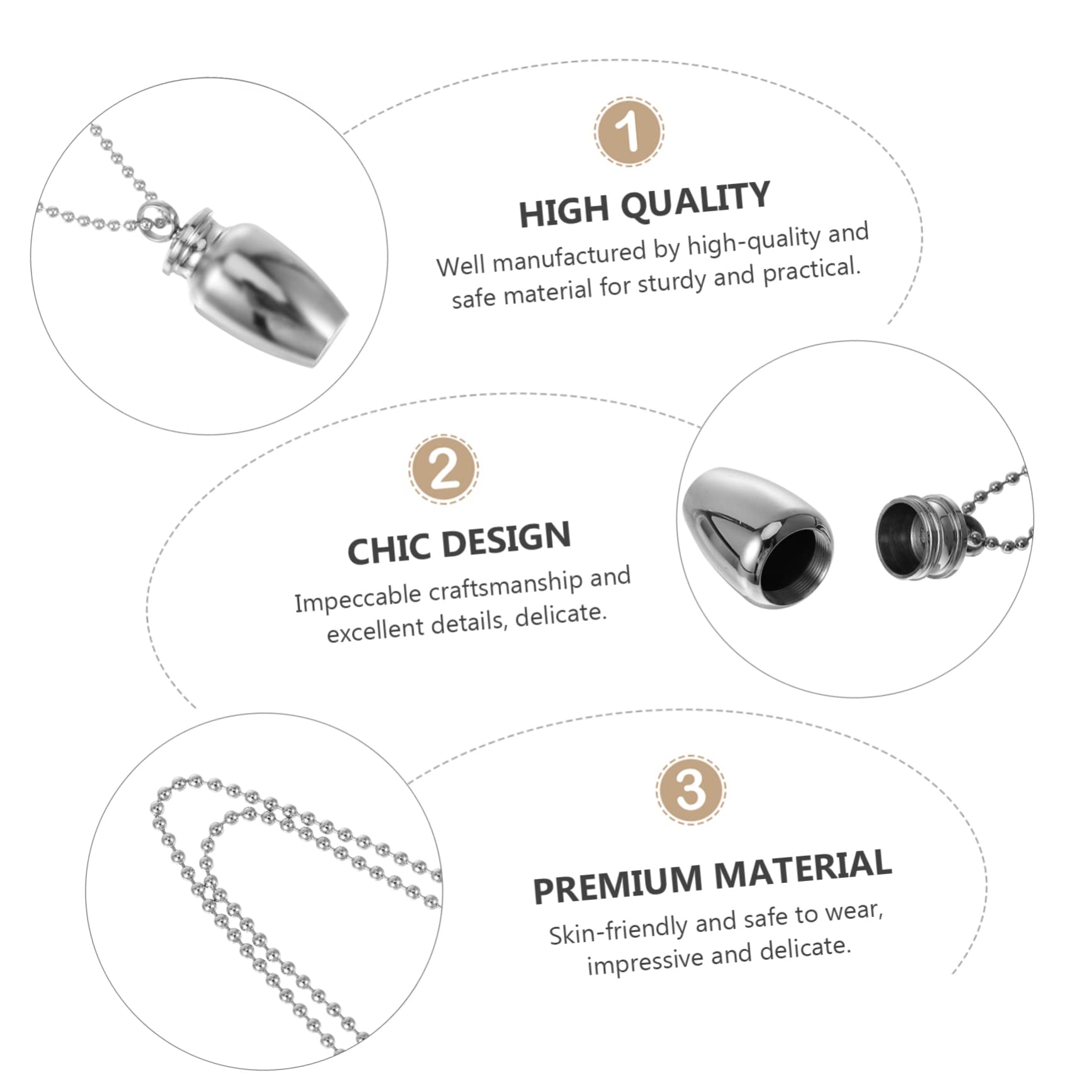 MOLUCKFU Titanium Steel Pet Teeth Pendant Necklace - Memorial Urn Jewelry for Dogs & Cats - Perfect for Keeping Memories Close to Your Heart