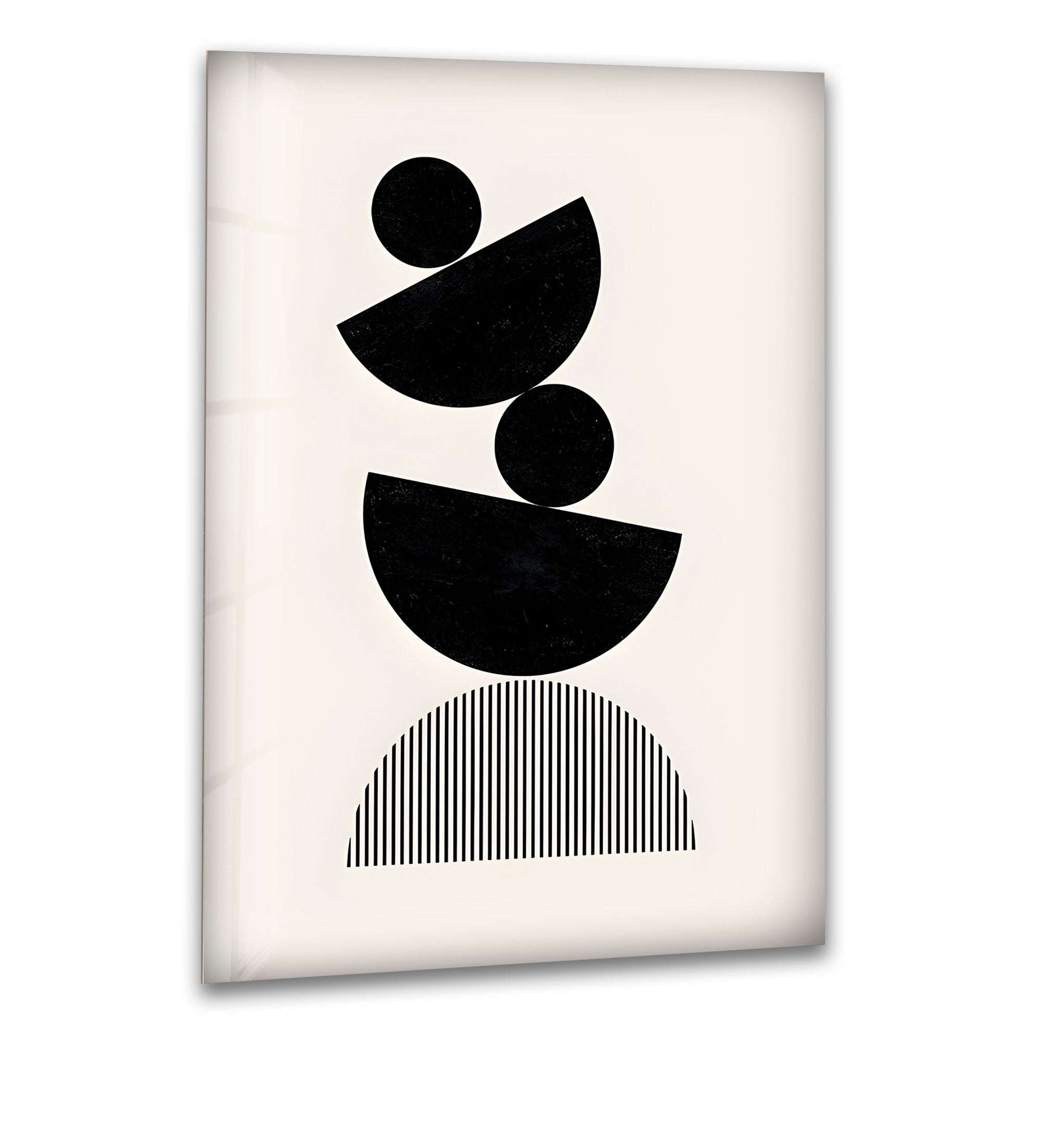 Abstract Black & White Geometric Art Print - Modern Minimalist Wall Decor for Living Room, Bedroom & Office | Framed Canvas Painting for Contemporary Home Design