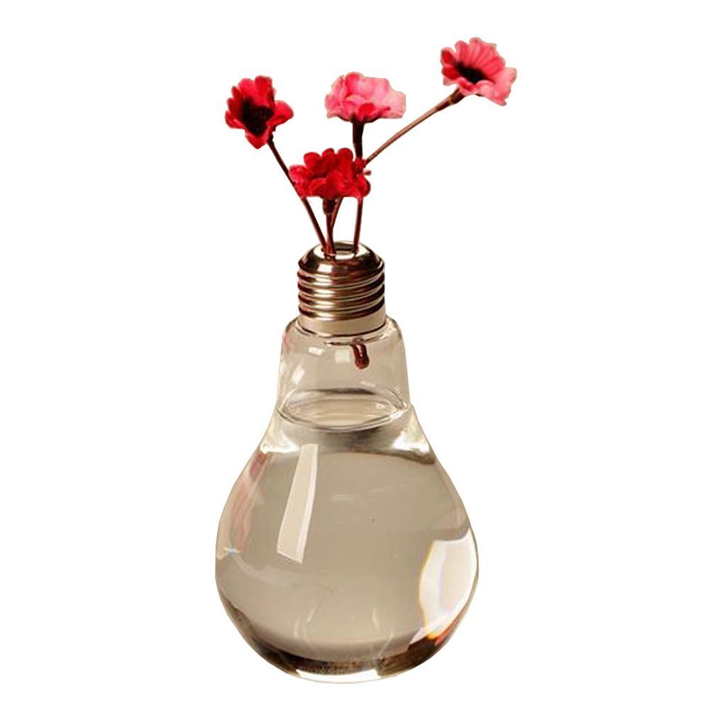 Daliuing Clear Glass Vase with Light Bulb Design - Hydroponic Planter for Flowers, Herbs & Plants | Perfect for Home Decor, Office Desk & Indoor Gardening