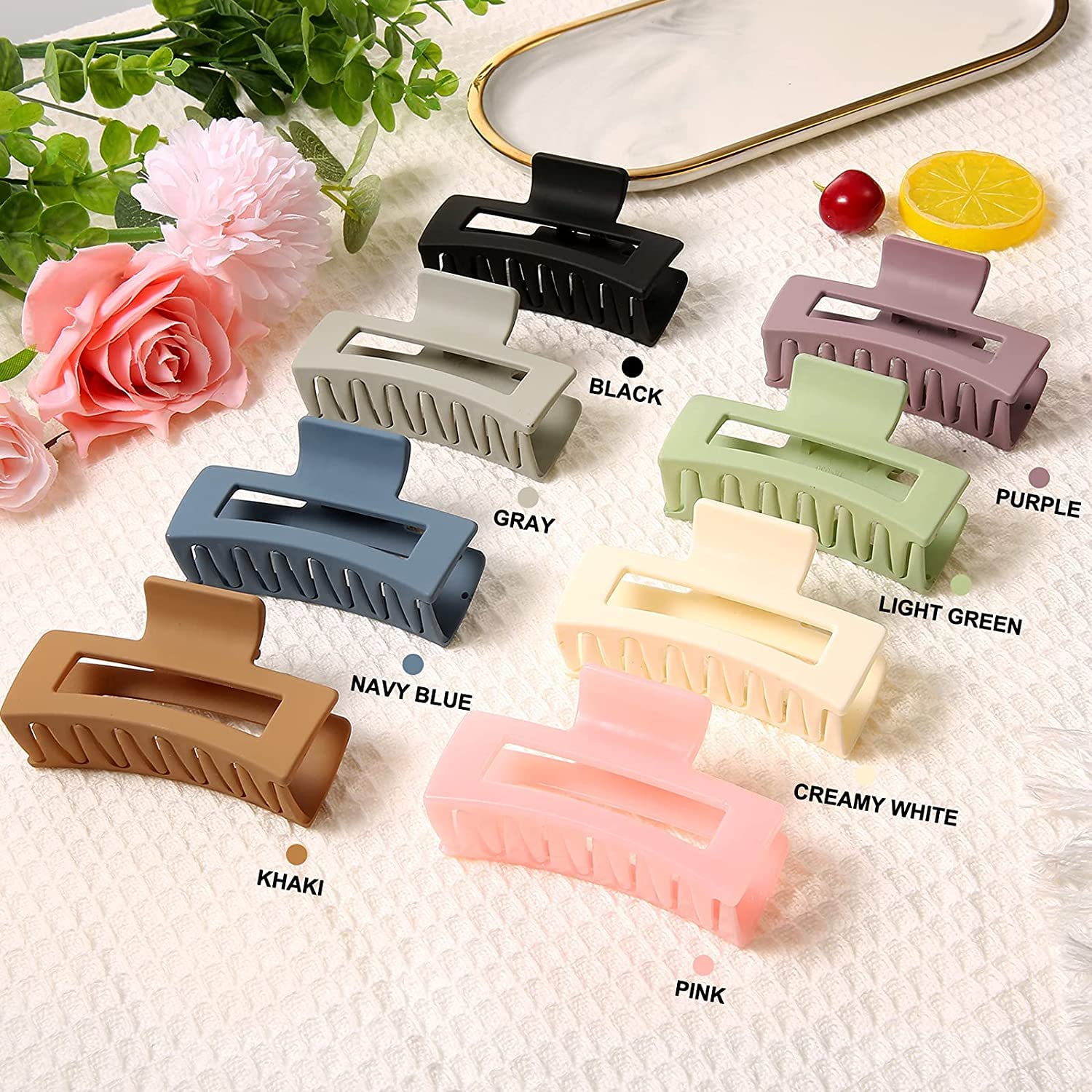 BAKEFY Large Hair Claw Clips for Women - 4.3 Inch Non-Slip Strong Hold Banana Clips for Thick & Thin Hair (6-Pack) - Perfect for Workouts, Office & Everyday Hairstyles