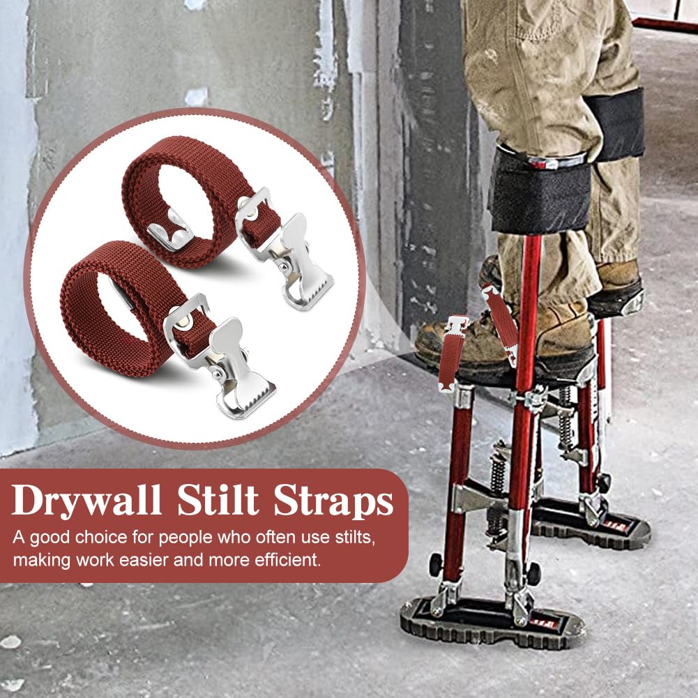 Tookie 4PCS Adjustable Drywall Stilts with Leg Band Straps Kit - Professional Leg Fixation Strap Replacement for Construction Workers & Painters - Perfect for Ceiling Work, Wall Repair & Home Renovation Projects