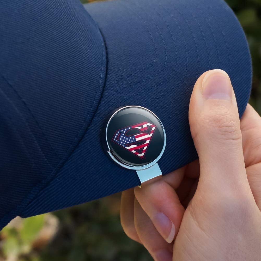 Superman USA American Flag Shield Logo Golf Hat Clip with Magnetic Ball Marker - Stylish Golf Accessory for Men & Women - Perfect for Golf Courses, Driving Range & Outdoor Sports