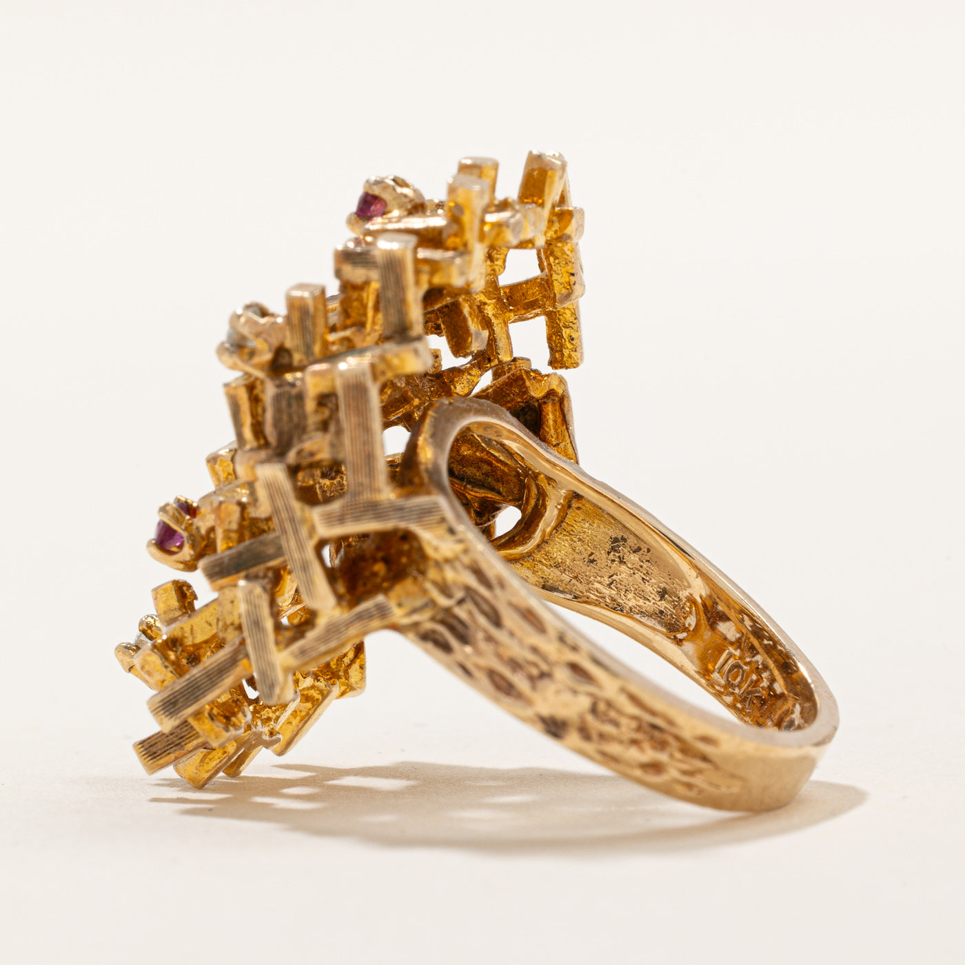 Elegant Diamond & Ruby Cocktail Ring - 0.12ctw Genuine Stones | Size 6.25 | Perfect for Evening Parties & Special Occasions