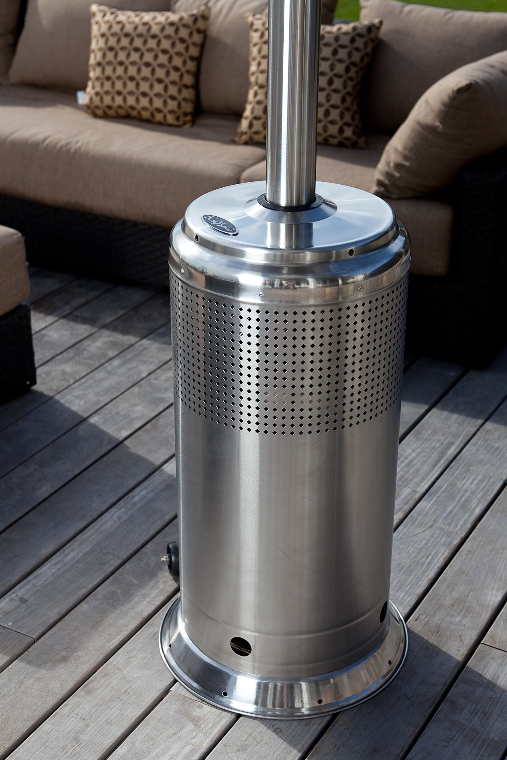 Fire Sense Pro Series Outdoor Patio Heater with Vinyl Cover & Wheels - Perfect for Backyard, Deck, and Garden Heating