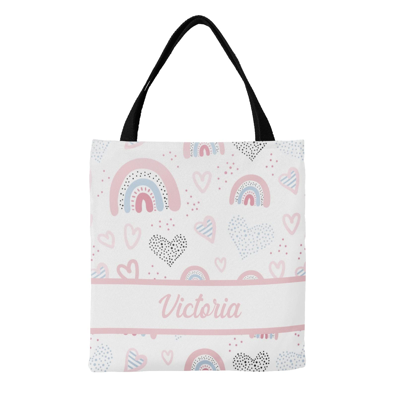 Personalized Valentine Cake Monogram Canvas Tote Bags - Eco-Friendly Reusable Shopping Bags for Women, Travel, School & Work - Perfect Gift for Valentine's Day, Birthdays & Special Occasions