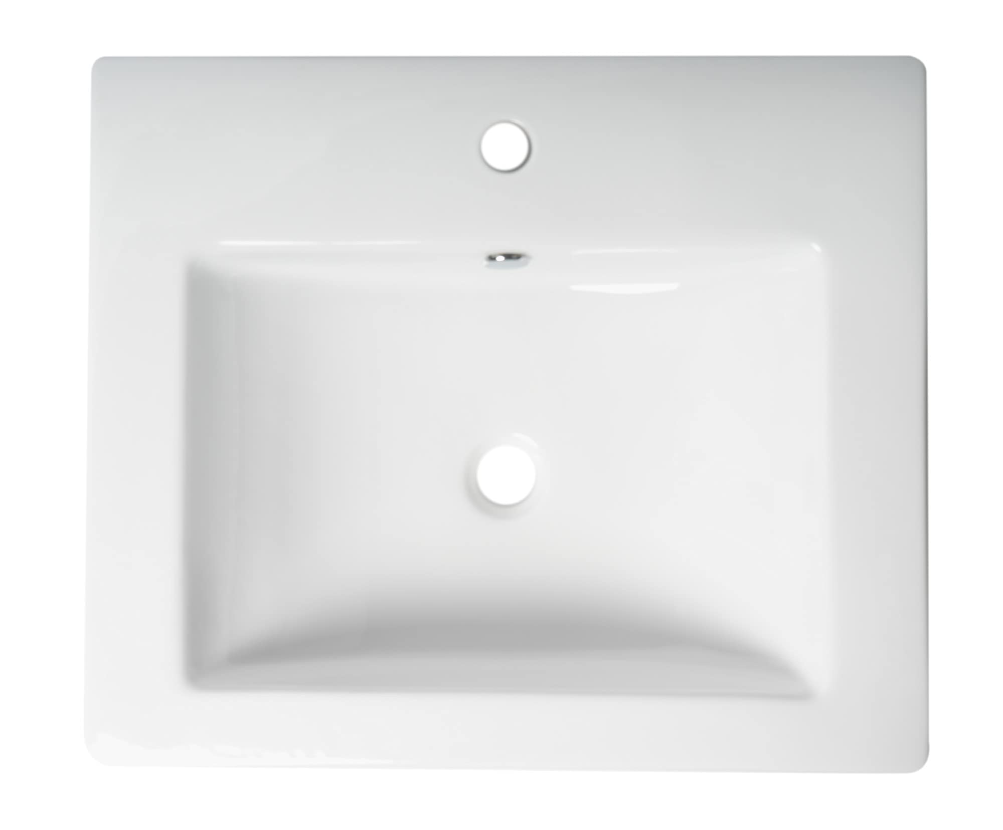 ALFI ABC701 White Ceramic Bathroom Sink - Modern Drop-in Vanity Basin for Powder Room & Guest Bath Installation