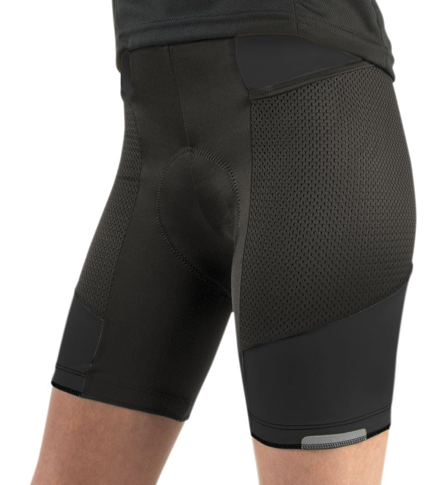 Women's Gel Touring Padded Bike Shorts - Long Distance Cycling with Mesh Pockets - Made in USA - Perfect for Road Biking, Spinning & Outdoor Adventures