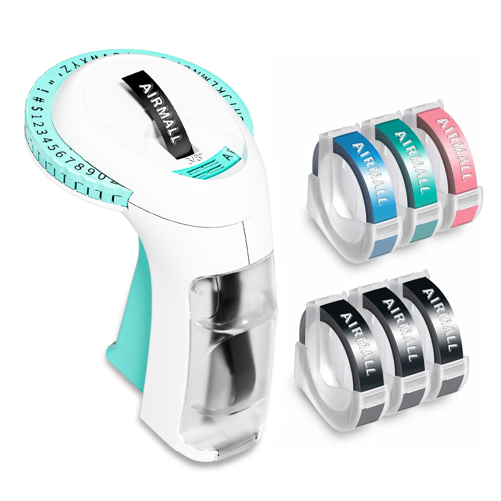 Vintage Omega S Embossing Label Maker with 6 Rolls 3D Embossed Tapes - Retro Handheld Label Printer for Home, Office, School & DIY Crafts - Waterproof Old-Style Embosser (Green) | Perfect for Organizing, Gift Tags & Scrapbooking