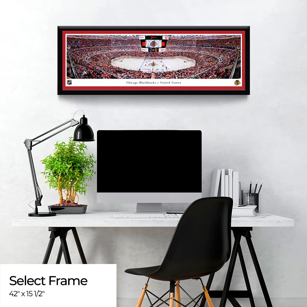 Chicago Blackhawks Panoramic Posters & Framed Pictures - NHL Team Wall Art Decor by Blakeway Panoramas - Perfect for Man Cave, Sports Bar & Hockey Fan Gifts