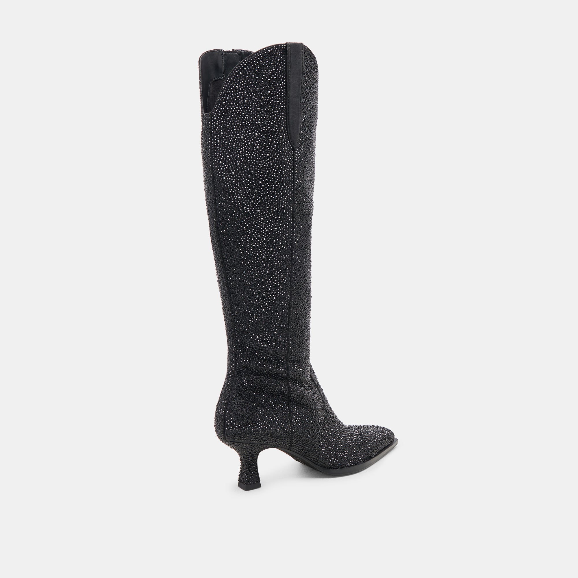 Ariana Black Metallic Crystal Boots for Women - Stylish & Elegant Party Shoes for Night Out, Wedding, and Special Occasions