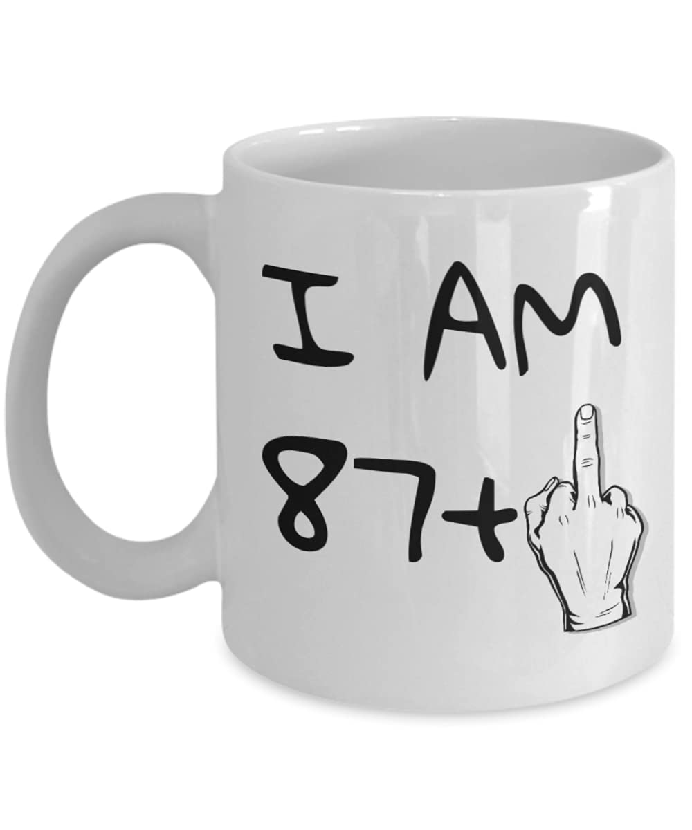 ZapBest 88th Birthday Coffee Mug - 11oz White Porcelain Funny Quote Mug for Grandma & Grandpa (I Am 87+1) - Perfect Gift for Birthday Celebrations & Daily Coffee Moments