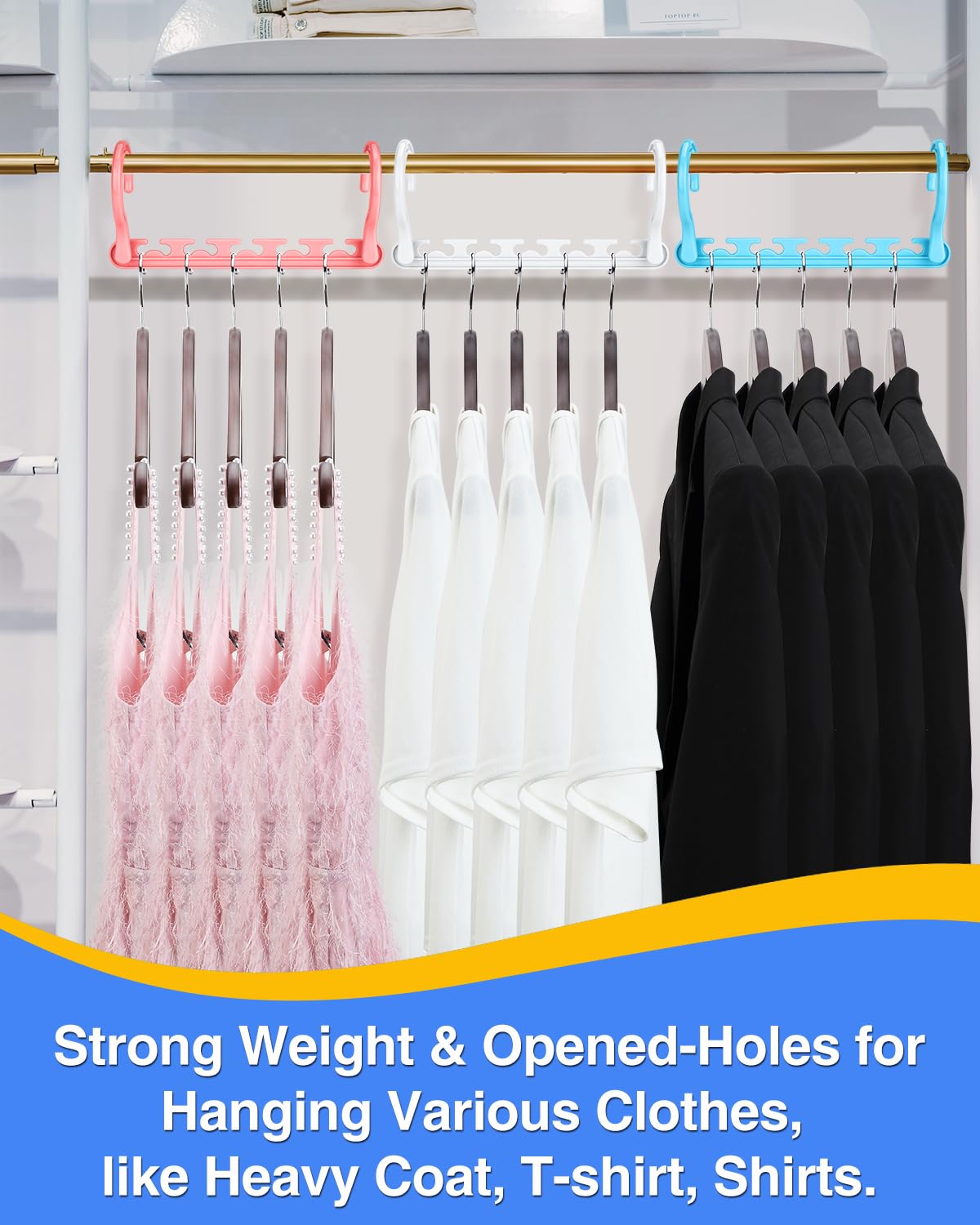 AMKUFO 12-Pack Space Saving Hangers - Closet Organizer & Storage for Dorm Room, College Essentials - Perfect for Small Spaces, Student Dorms & Wardrobe Organization