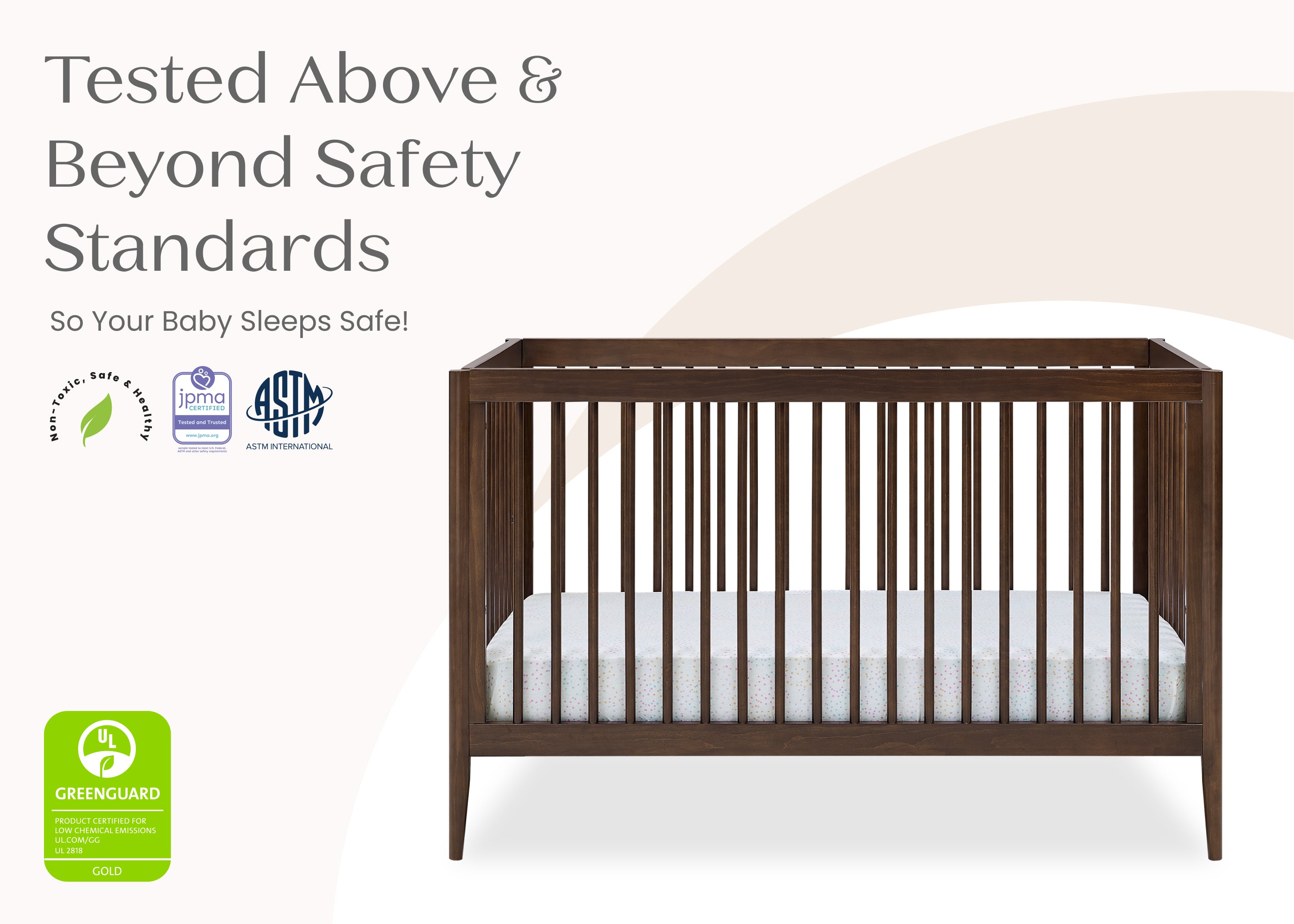 Casey 6-in-1 Convertible Baby Crib - Toddler Bed, Daybed & Full-Size Bed - Safe Nursery Furniture for Newborn to Adult - Perfect for Nursery, Bedroom & Guest Room
