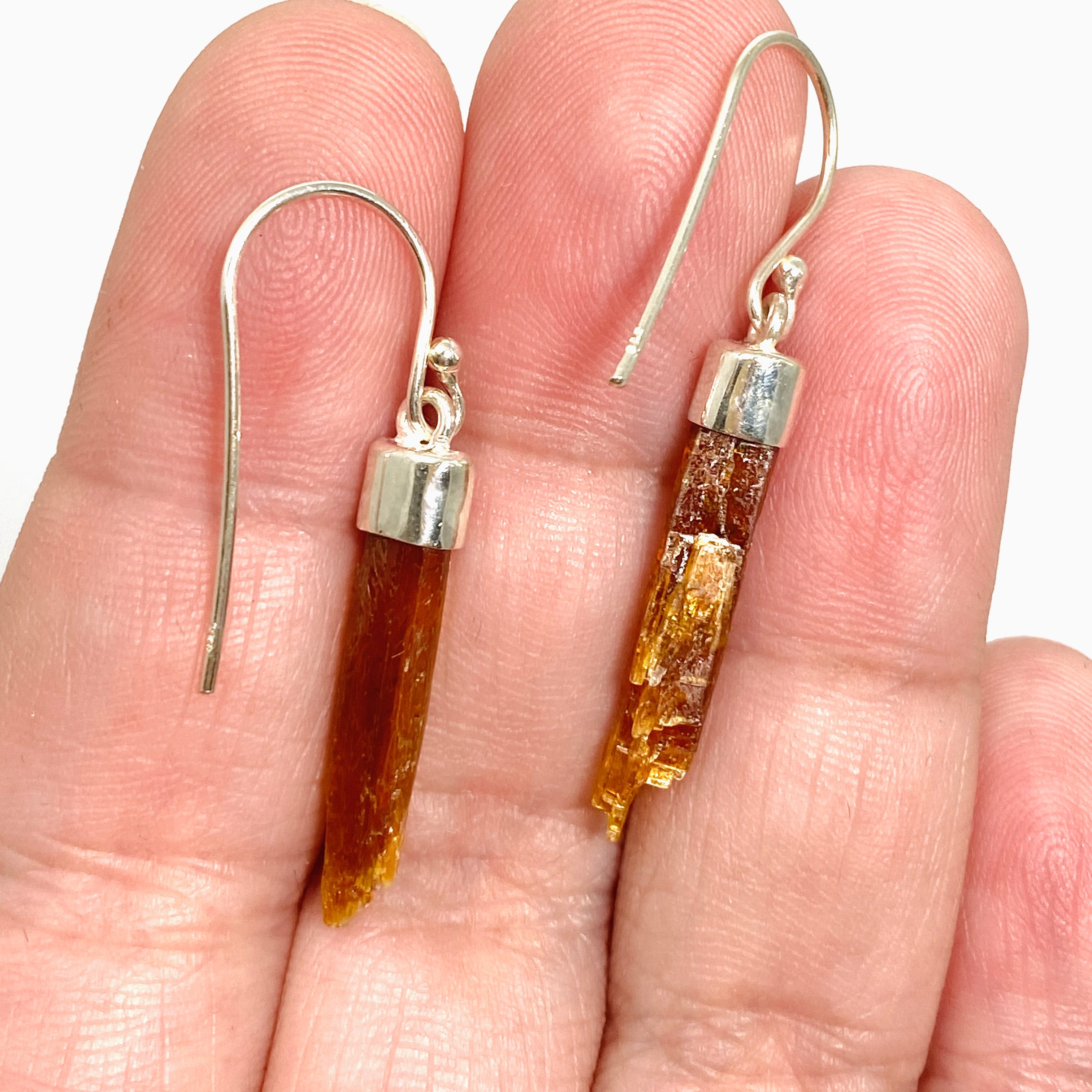 Natural Orange Kyanite Raw Crystal Stud Earrings - Handmade Gemstone Jewelry KEGJ1528 for Meditation, Healing & Spiritual Energy
