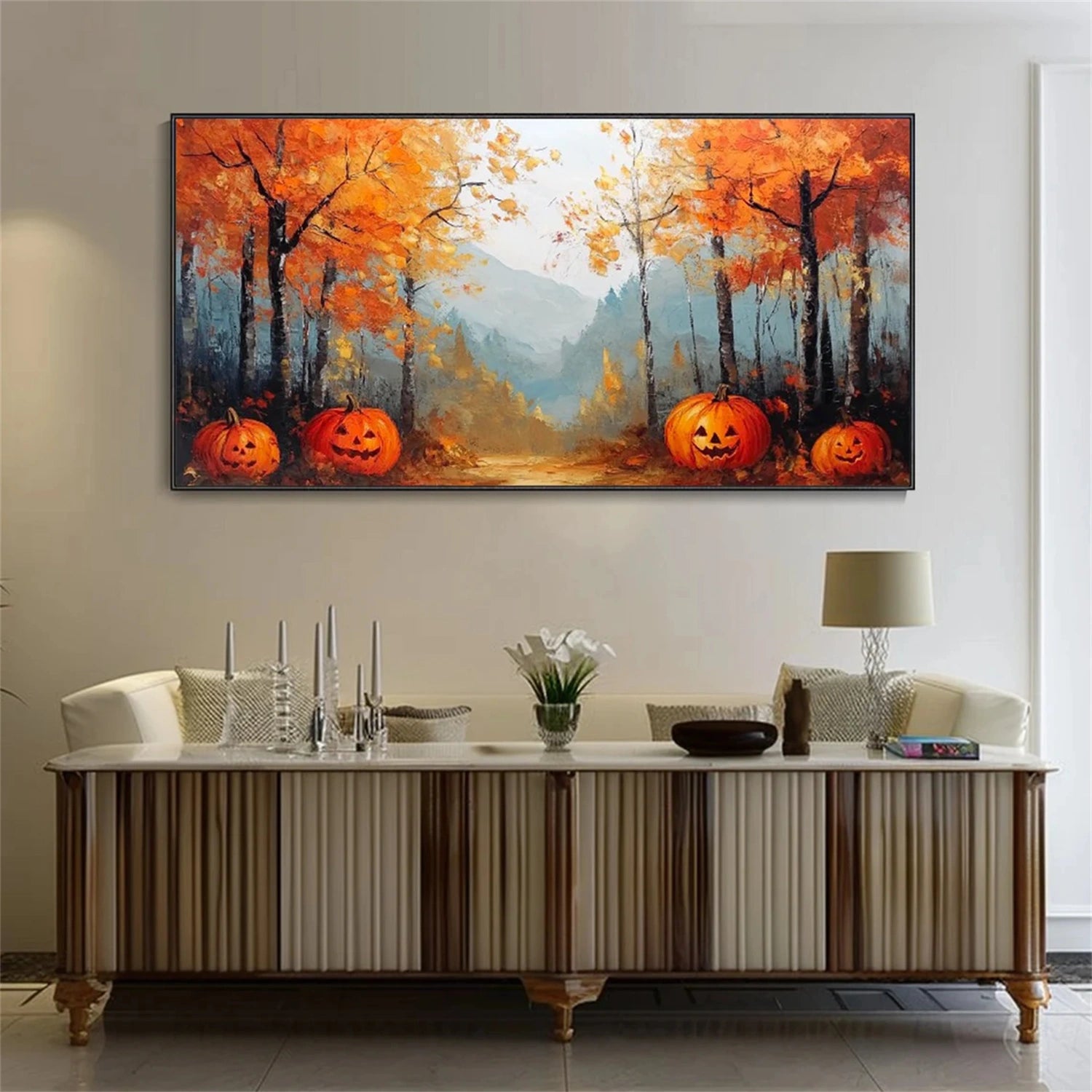Beautiful Flower and Tree Painting #FT152 - Handmade Canvas Art for Home Decor, Living Room, Bedroom & Office Wall
