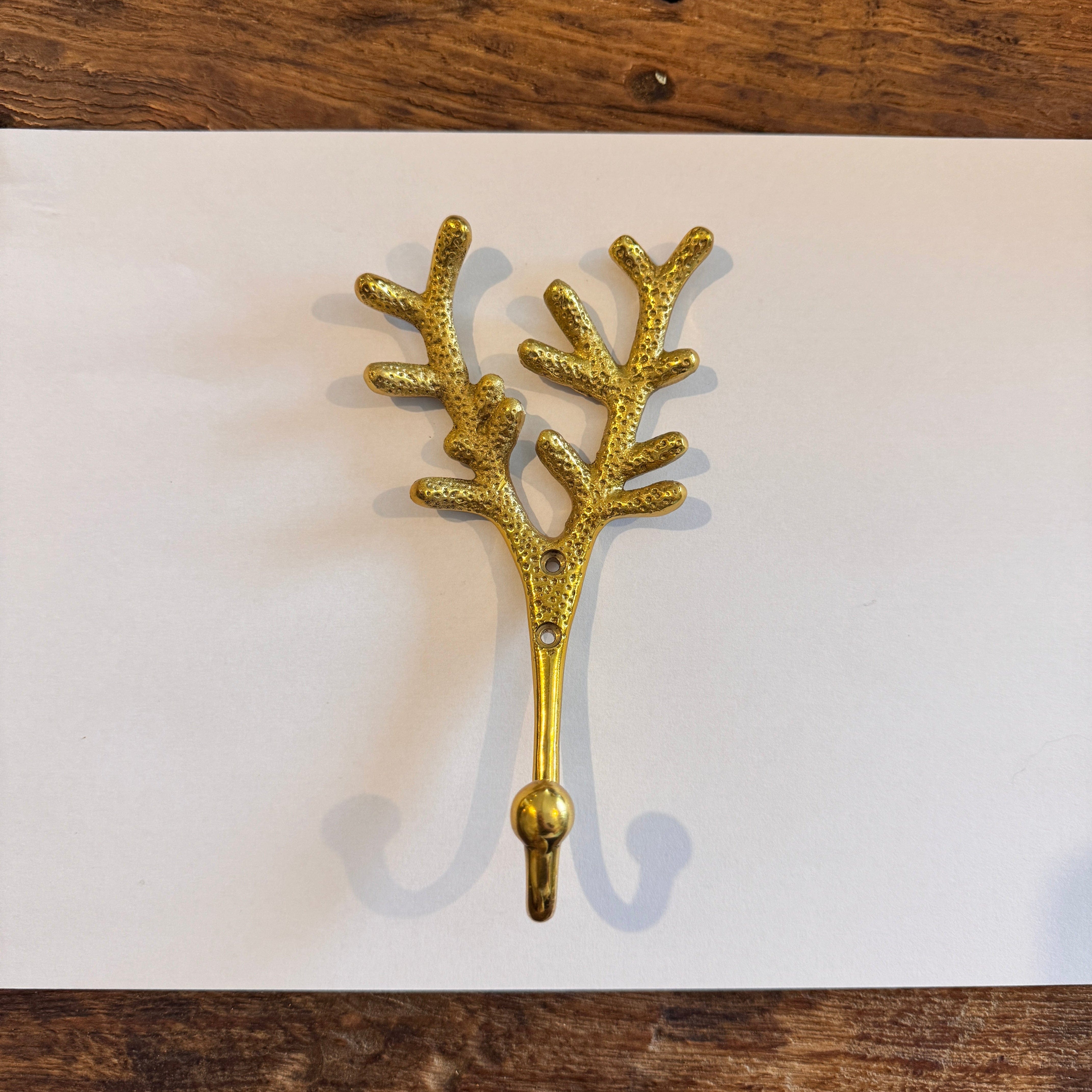Premium Brass Coral Hook - Elegant & Durable Wall Decor for Beach House, Bathroom, or Coastal-Themed Rooms
