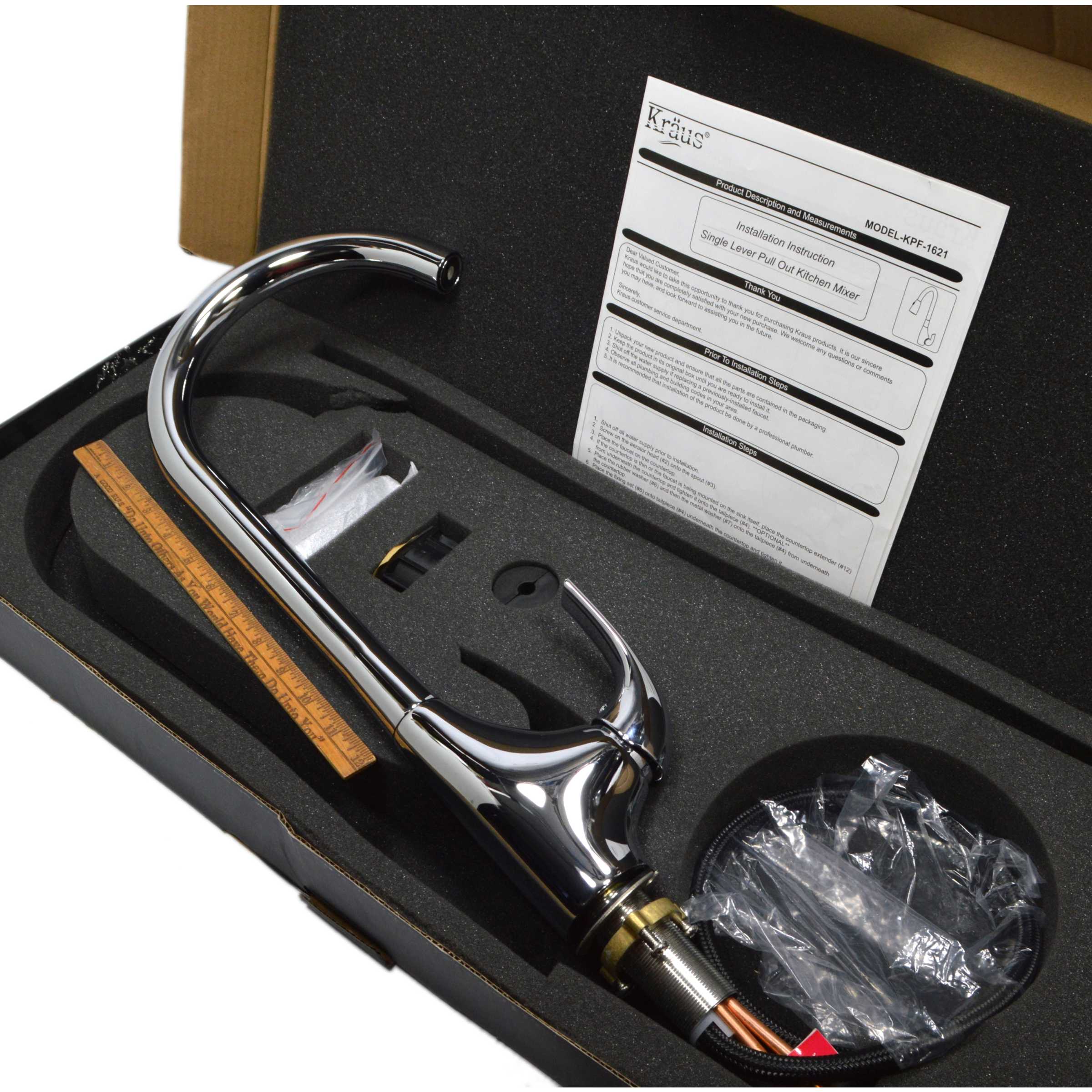 New Open Box KRAUS KPF-1621-CH Single Lever Pull Down Kitchen Faucet - Perfect for Modern Home Sinks & Food Prep Areas