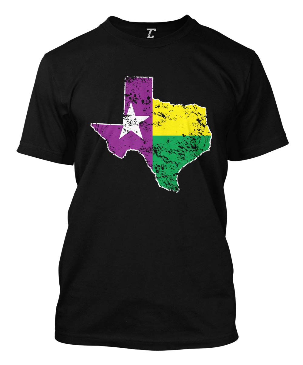 Texas Flag Patriotic Mardi Gras USA Men's T-Shirt - American Pride Graphic Tee for Festivals, Parties & Casual Wear