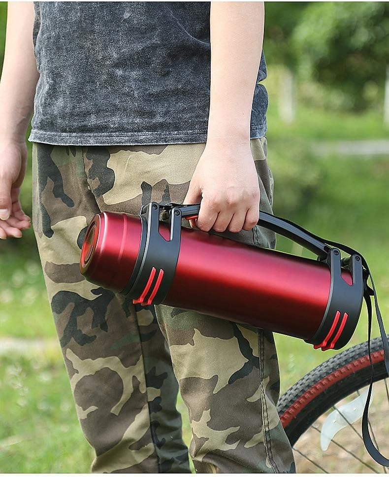 Premium Stainless Steel Double Wall Vacuum Insulated Thermos with Handle - The Aqua Grail Thermo - Keeps Drinks Hot/Cold for Hours - Perfect for Camping, Office & Outdoor Adventures