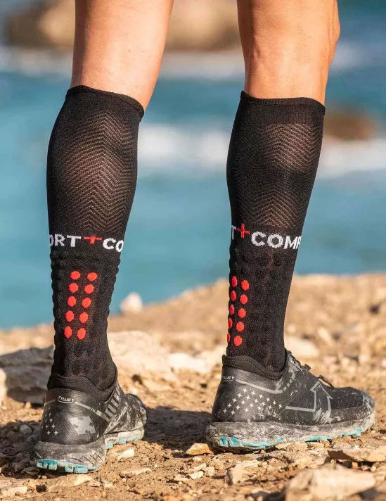 Compressport Unisex Running Socks - High Performance Cushioned Athletic Socks for Men & Women (Black) - Perfect for Marathon, Trail Running & Workouts
