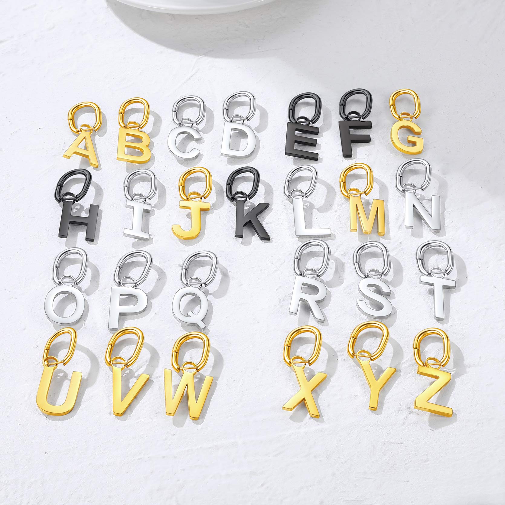 GoldChic Women's Stainless Steel Initial Letter Hoop Drop Earrings - U-Shape Alphabet Statement Jewelry for Everyday Wear & Gift Giving | Perfect for Birthdays, Anniversaries, and Special Occasions